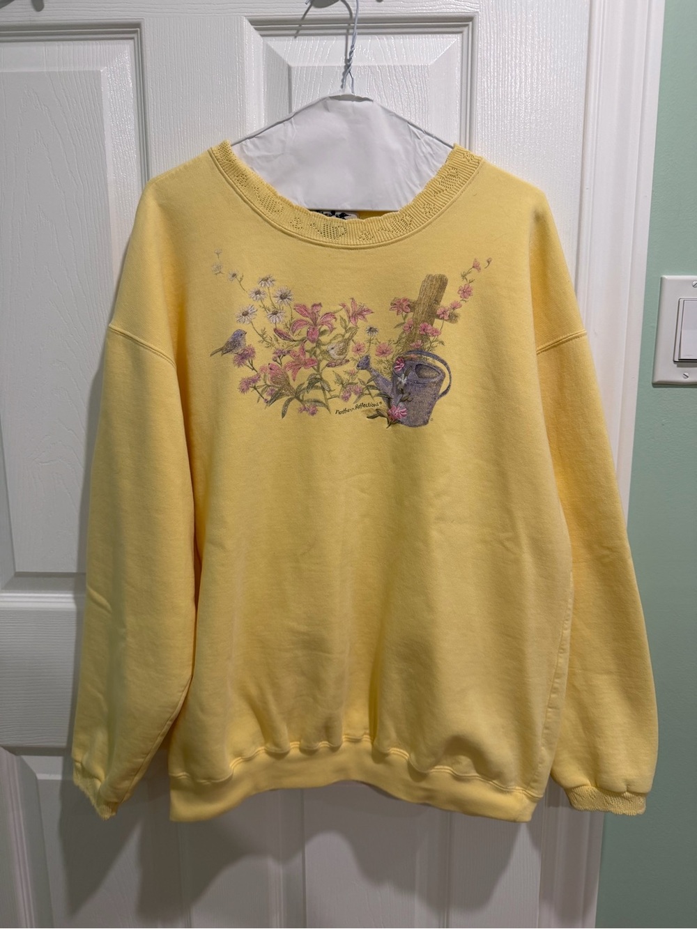 Vintage Yellow Northern Reflections 90s Flower Garden Sweatshirt Large